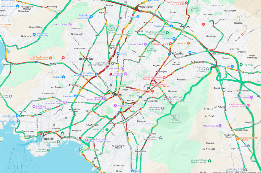 Η κίνηση τώρα στους δρόμους live: Μποτιλιάρισμα σε Κηφισό, Αττική Οδό και κέντρο 