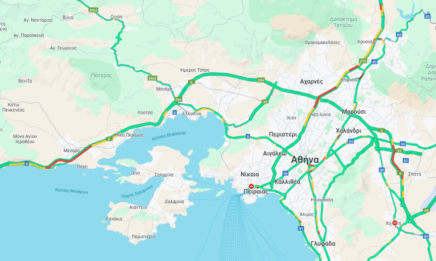 Κίνηση στους δρόμους: Καθυστερήσεις έως 25 λεπτά στην Αττική Οδό, σημειωτόν τα οχήματα στα διόδια Αφιδνών