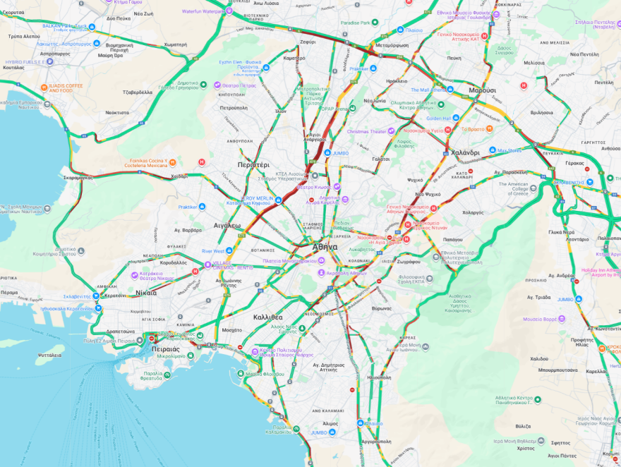 Κίνηση στους δρόμους τώρα live: Μποτιλιάρισμα σε Κηφισό, Κηφισίας - Καθυστερήσεις και στην Αττική Οδό
