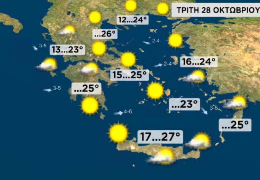 28η Οκτωβρίου: Με σύμμαχο τον καλό καιρό αύριο οι παρελάσεις, δείτε χάρτη με τις θερμοκρασίες σε 7 μεγάλες πόλεις