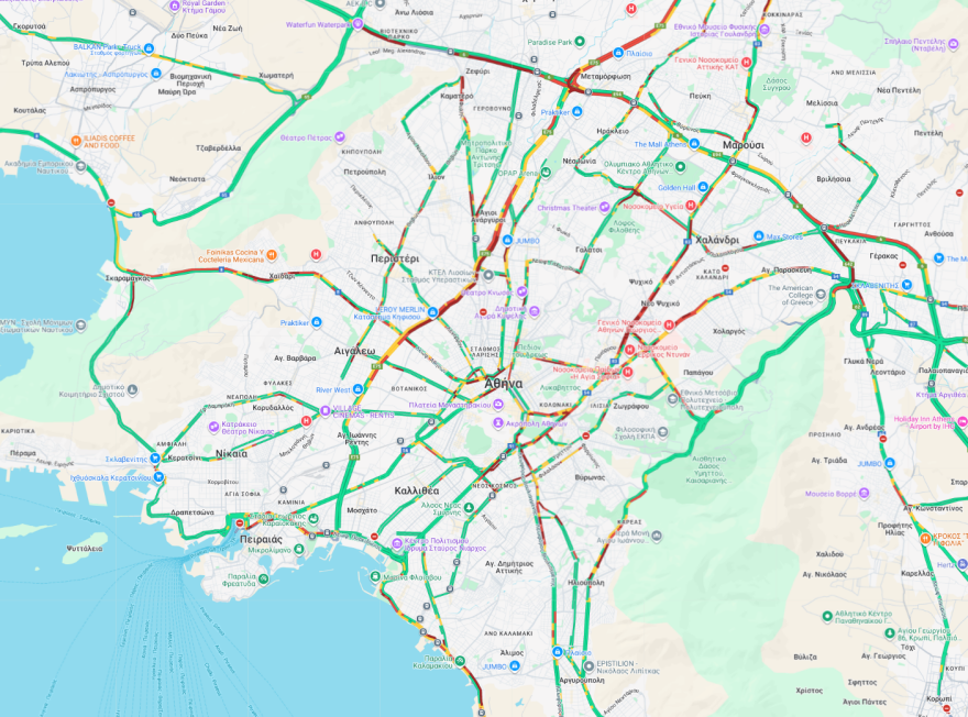 Κίνηση στους δρόμους: Μποτιλιάρισμα στον Κηφισό, καθυστερήσεις έως 45΄ στην Αττική Οδό
