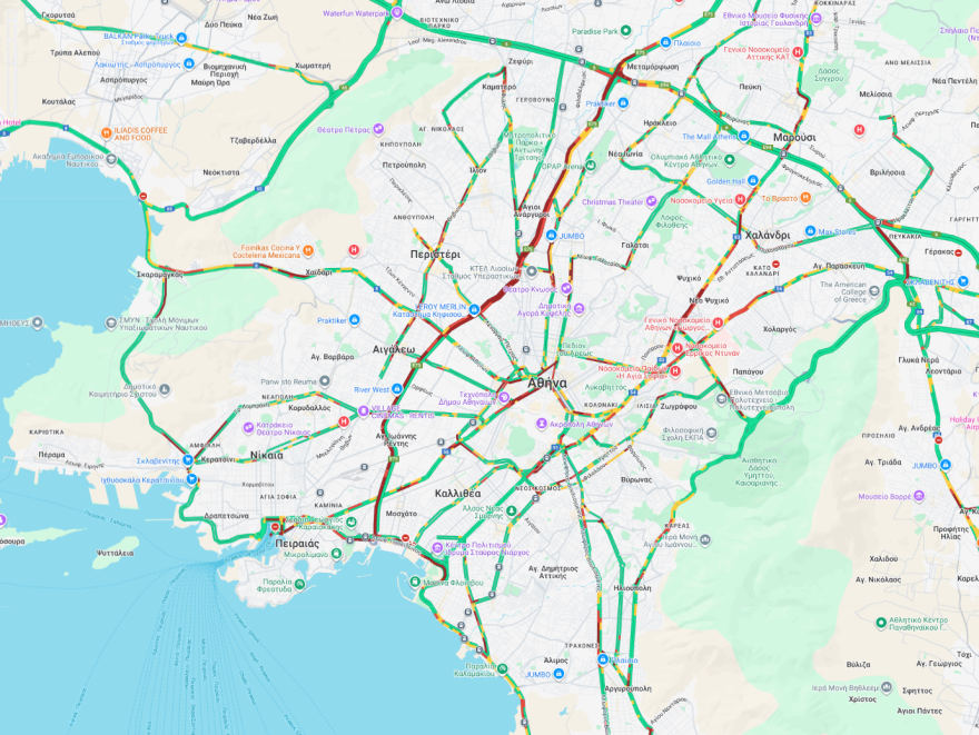 Κίνηση στους δρόμους τώρα live: Μεγάλο μποτιλιάρισμα σε Κηφισό και Παραλιακή, πού αλλού υπάρχουν προβλήματα 