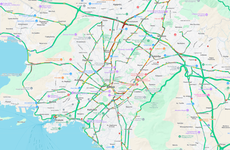 Καθυστερήσεις σε Κηφισό και Λεωφόρο Αθηνών, 20λεπτες καθυστερήσεις στην Αττική Οδό λόγω τροχαίου