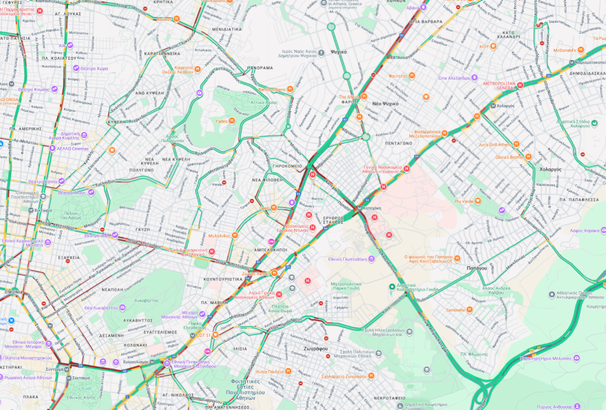 Κίνηση τώρα: Χαμηλές ταχύτητες στη Λ. Μεσογείων, στο ύψος της Κατεχάκη, λόγω ακινητοποιημένου ΙΧ 
