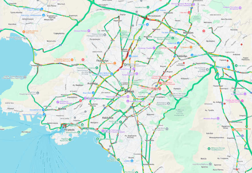 Live η κίνηση τώρα στους δρόμους: Καθυστερήσεις σε Κηφισό, Πειραιά και Αττική Οδό