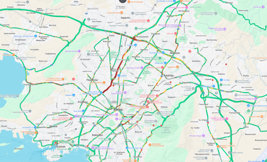 Live η κίνηση στους δρόμους: Μεγάλο μποτιλιάρισμα και στα δύο ρεύματα του Κηφισού, πού αλλού υπάρχουν προβλήματα 