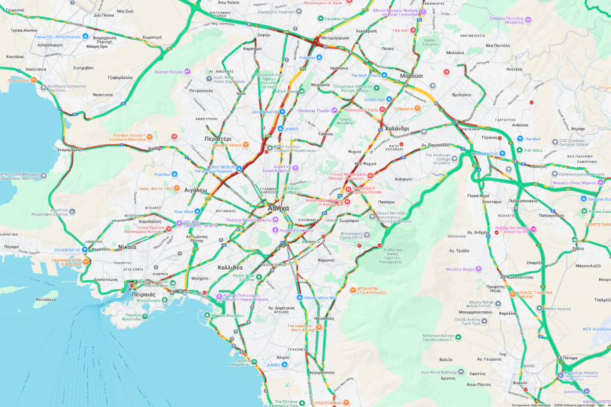 Live η κίνηση τώρα στους δρόμους: Προβλήματα στις κεντρικές λεωφόρους, κλειστές λωρίδες λόγω έργων σε Κηφισό, Αττική Οδό και Βουλιαγμένης