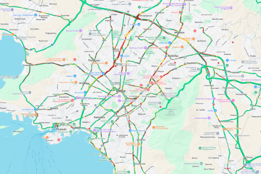 Live η κίνηση τώρα στους δρόμους: Μποτιλιαρισμένοι δρόμοι με την απεργία ταξί, καθυστερήσεις σε Κηφισό και Λεωφόρο Αθηνών