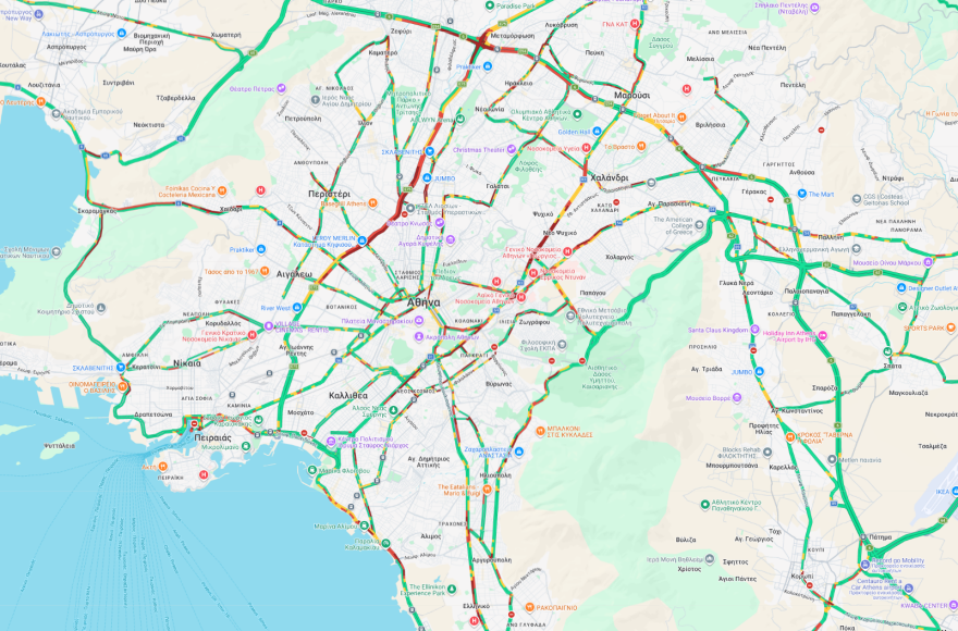 Live η κίνηση τώρα στους δρόμους - Μποτιλιαρισμένος ο Κηφισός και άλλοι κεντρικοί οδικοί άξονες της Αττικής