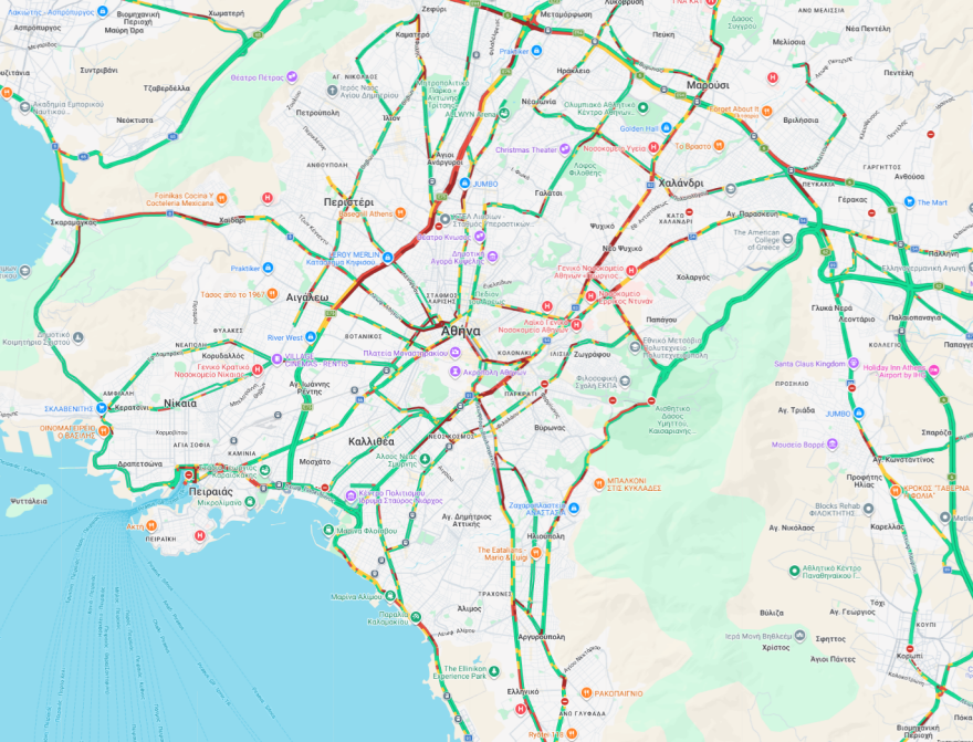Live η κίνηση τώρα στους δρόμους: Μποτιλιάρισμα σε Κηφισό και κέντρο, 20λεπτες καθυστερήσεις και στην Αττική Οδό
