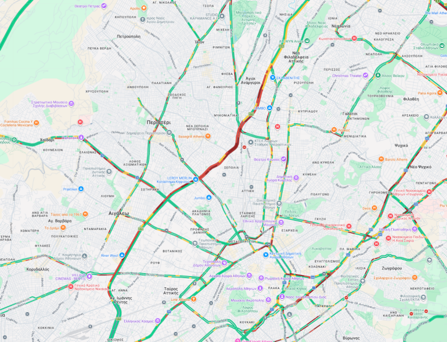 Κίνηση τώρα: Προβλήματα στον Κηφισό έπειτα από σύγκρουση ΙΧ στο ύψος του Ρέντη
