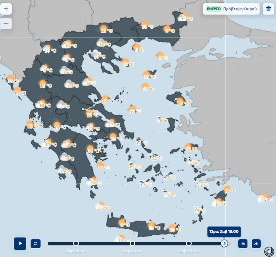 Ήπιος ο καιρός με λίγες βροχές Πέμπτη και Παρασκευή - Πτώση θερμοκρασίας και ενίσχυση ανέμων έως 8 μποφόρ το Σαββατοκύριακο