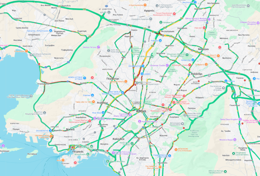 Live η κίνηση τώρα στους δρόμους: Καθυστερήσεις σε Κηφισό, Κηφισίας και Αττική Οδό