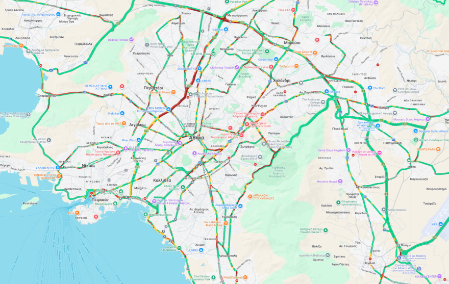 Κίνηση: Μποτιλιάρισμα στον Κηφισό λόγω τροχαίου, καθυστερήσεις σε Κηφισίας, κέντρο και Αττική Οδό