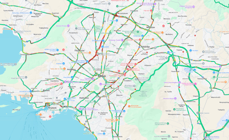 Live η κίνηση στους δρόμους: Ταλαιπωρία και στα δύο ρεύματα του Κηφισού, καθυστερήσεις σε Συγγρού και Κηφισίας