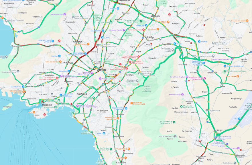 Live η κίνηση στους δρόμους: Τρία τροχαία ατυχήματα στην Αττική - Μεγάλο μποτιλιάρισμα σε Κηφισό, λεωφόρο Κορωπίου και Παραλιακή