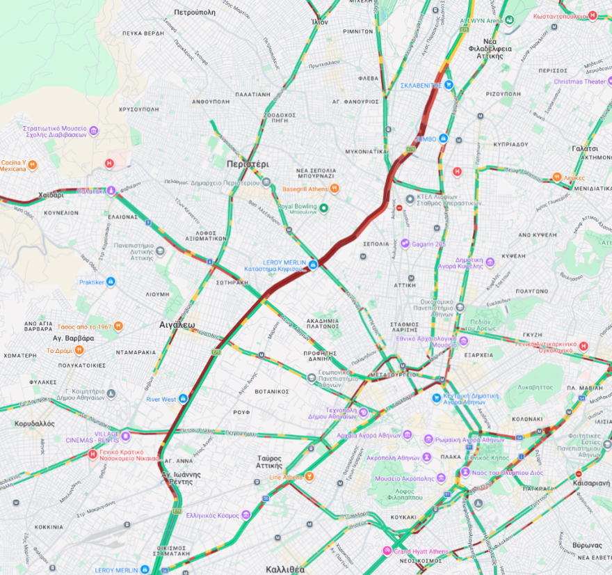 Live η κίνηση στους δρόμους: Τρία τροχαία ατυχήματα στην Αττική - Μεγάλο μποτιλιάρισμα σε Κηφισό, λεωφόρο Κορωπίου και Παραλιακή