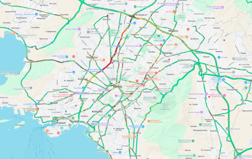 Live η κίνηση στους δρόμους: Καθυστερήσεις σε Κηφισό και Πειραιά - Μποτιλιάρισμα και στον Σκαραμαγκά 
