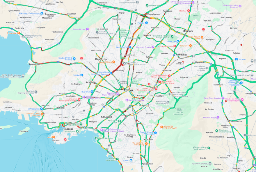 Live η κίνηση στους δρόμους: Καθυστερήσεις σε Κηφισό και Πειραιά - Μποτιλιάρισμα και στον Σκαραμαγκά 
