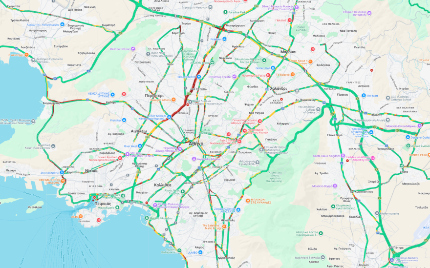 Live η κίνηση στους δρόμους: Μποτιλιάρισμα τώρα στην Αττική Οδό στο ρεύμα προς Λαμία