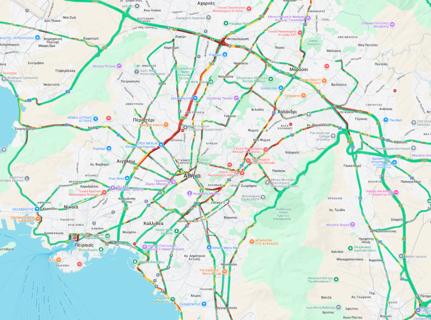 Κίνηση τώρα: Στο κόκκινο Κηφισός και Αττική οδός, πού εντοπίζονται καθυστερήσεις
