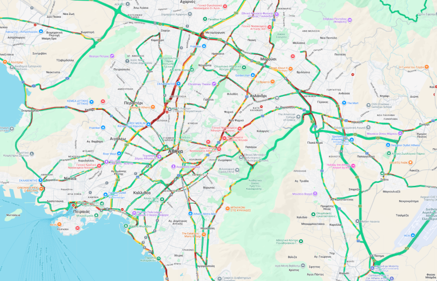 Live η κίνηση στους δρόμους: Μεγάλες καθυστερήσεις σε Κηφισό και Αττική Οδό - Δείτε πού αλλού υπάρχουν προβλήματα