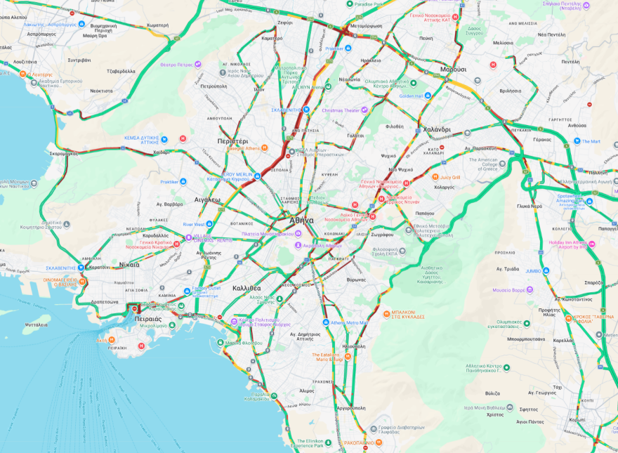 Live η κίνηση στους δρόμους: Ουρές χιλιομέτρων στον Κηφισό, καθυστερήσεις σε Κηφισίας και Αττική Οδό