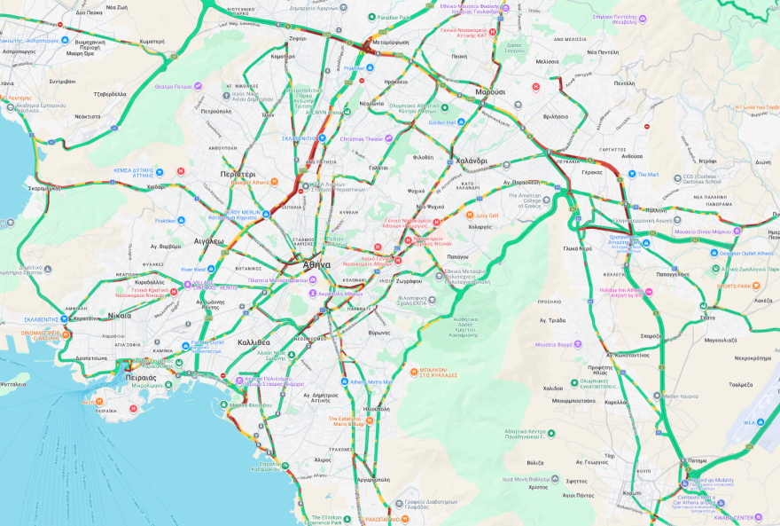 Live η κίνηση τώρα στους δρόμους: Μποτιλιάρισμα σε Κηφισό, κέντρο και Σκαραμαγκά - 30λεπτες καθυστερήσεις και στην Αττική Οδό