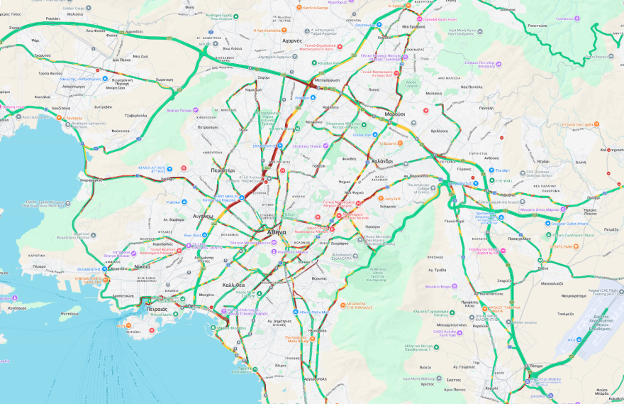 Live η κίνηση στους δρόμους: Σημαντικές καθυστερήσεις σε Κηφισό και Λ. Αθηνών, προβλήματα και στην Αττική Οδό 