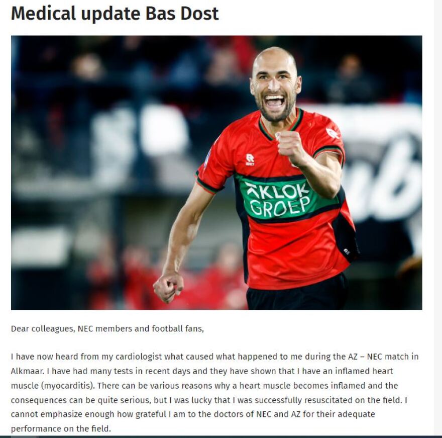 Μπας Ντοστ μετά την κατάρρευση του στο γήπεδο: «Μέχρι να αναρρώσω πλήρως αποσύρομαι από το ποδόσφαιρο»