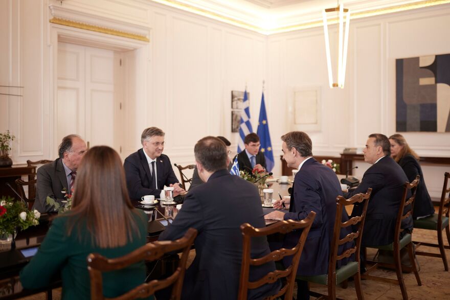 Συνάντηση Κυριάκου Μητσοτάκη με τον Κροάτη ομόλογό του Αντρέι Πλένκοβιτς