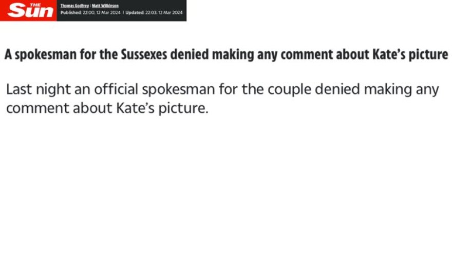 Κέιτ Μίντλετον: Εκπρόσωπος των Σάσεξ διαψεύδει ότι σχολίασαν το λάθος photoshop που έκανε σε φωτογραφία της