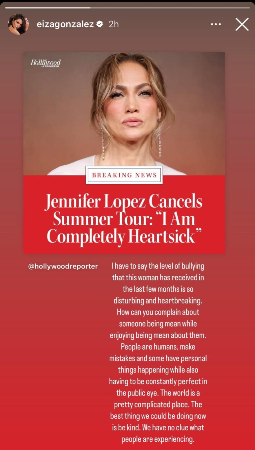 Έιζα Γκονζάλες: Στηρίζει τη Τζένιφερ Λόπεζ μετά τα δημοσιεύματα για την κακή της συμπεριφορά - Δείτε την ανάρτησή της