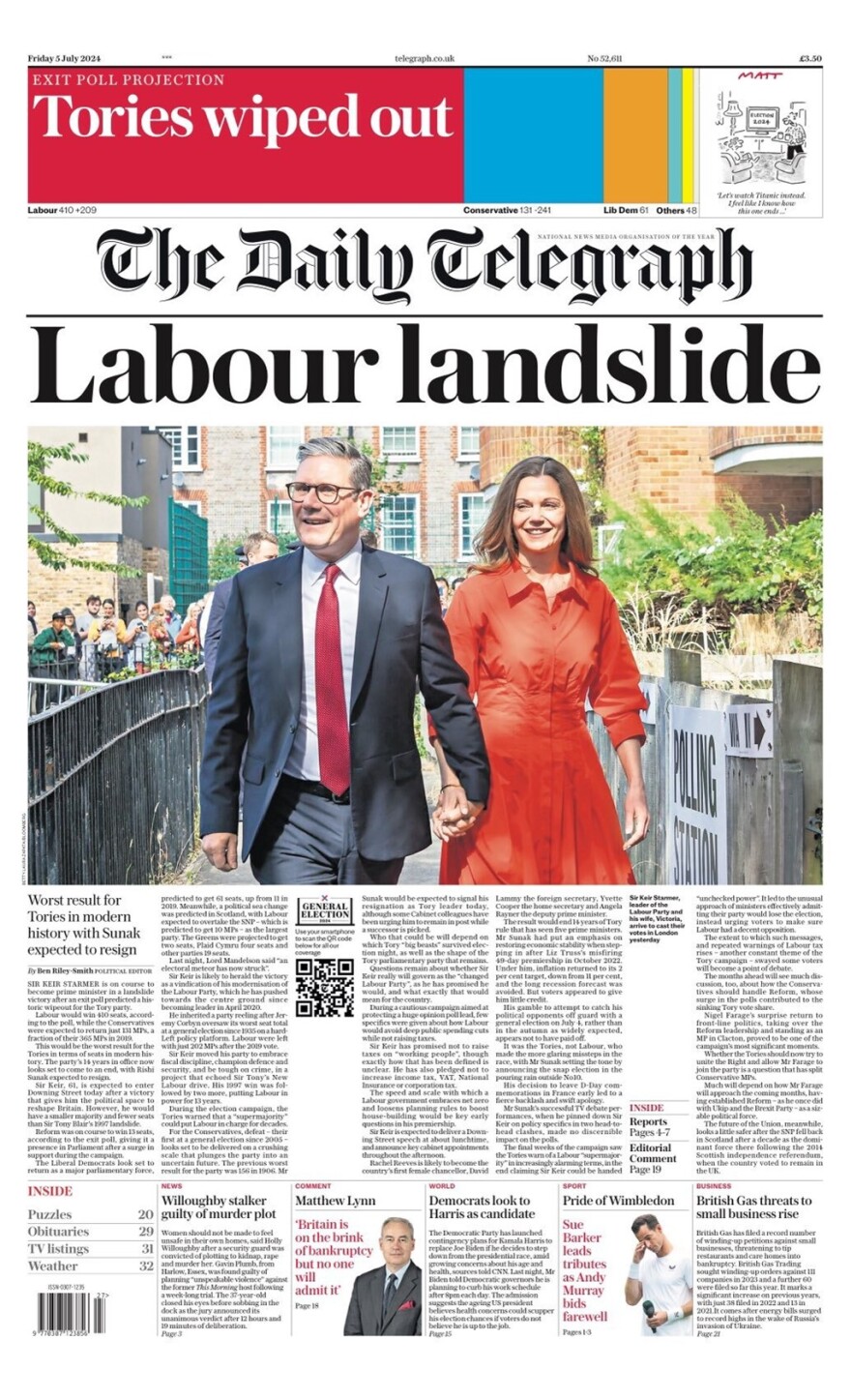 Δείτε τα πρωτοσέλιδα του βρετανικού Τύπου για τον θρίαμβο των Εργατικών στις εκλογές