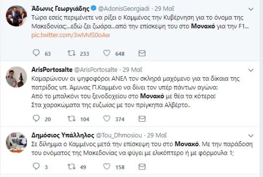 Τσίτα τα γκάζια... στο Τwitter για τη «ζωάρα» Καμμένου στο Μονακό