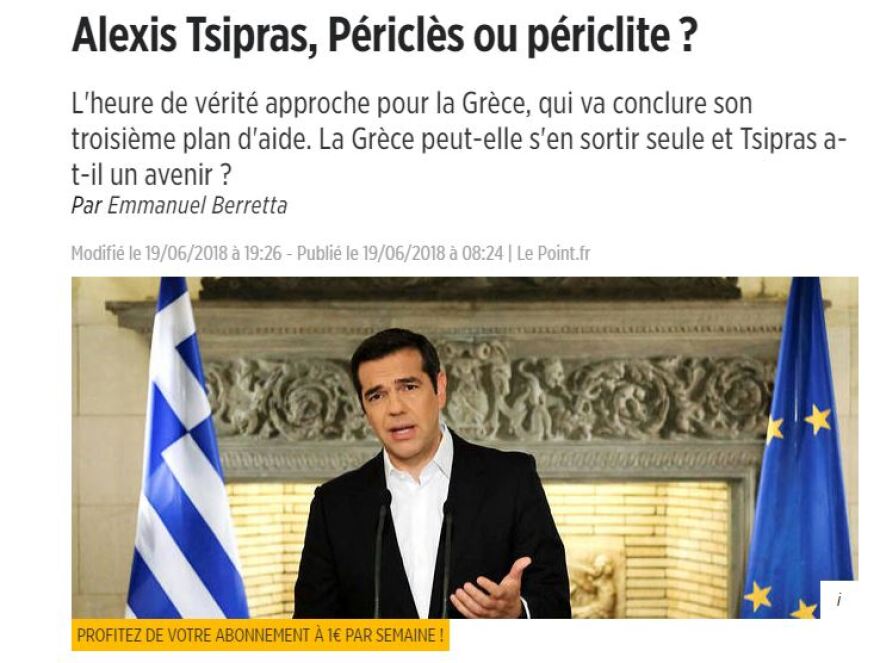 Le Point: «Αλέξης Τσίπρας - Περικλής ή παρακμή;»