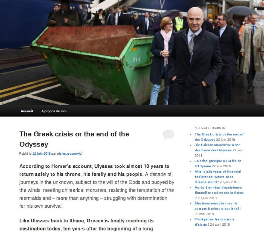 Μοσκοβισί: Η ελληνική κρίση ή το τέλος της Οδύσσειας