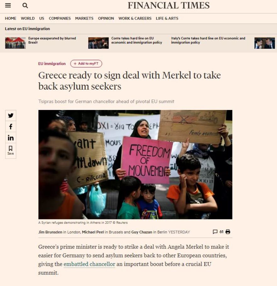 Financial Times: Ο Τσίπρας ετοιμάζεται να υπογράψει συμφωνία με τη Γερμανία για επιστροφή μεταναστών