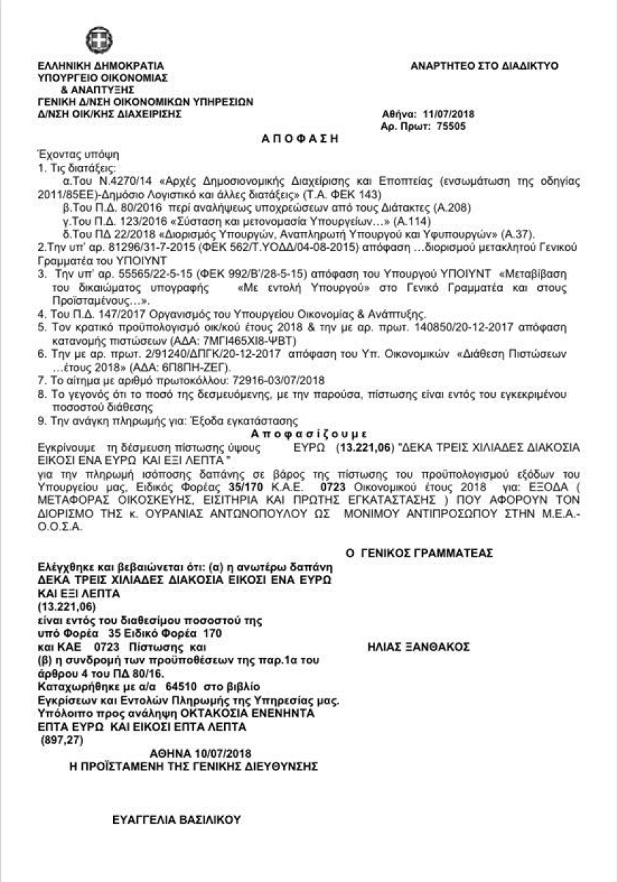 Ράνια Αντωνοπούλου: Πληρώσαμε και τη μετακόμισή της στον ΟΟΣΑ