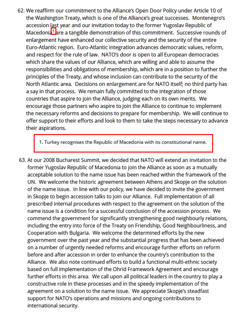 Τουρκικός αστερίσκος-πρόκληση στην ένταξη των Σκοπίων στο ΝΑΤΟ