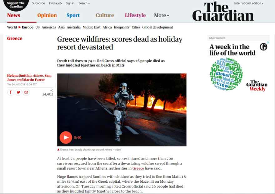 Ξένος Τύπος: Μάτι... μία σύγχρονη Πομπηία