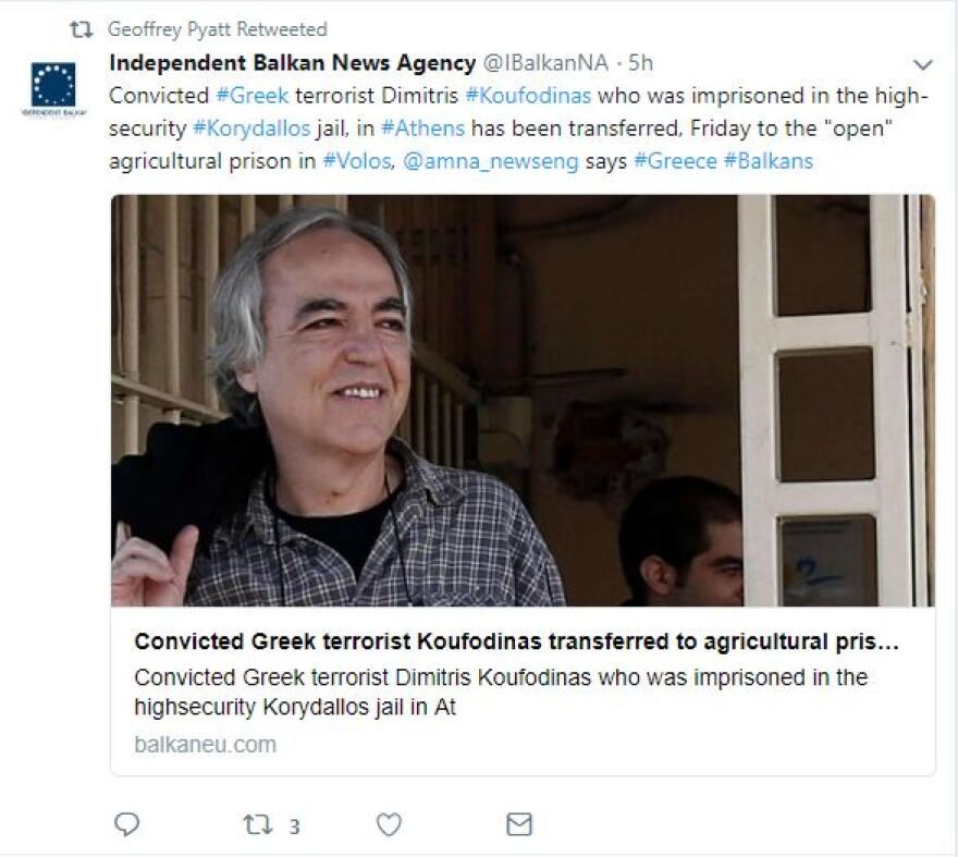 Αιχμές Πάιατ για τη μεταφορά του Κουφοντίνα σε αγροτικές φυλακές