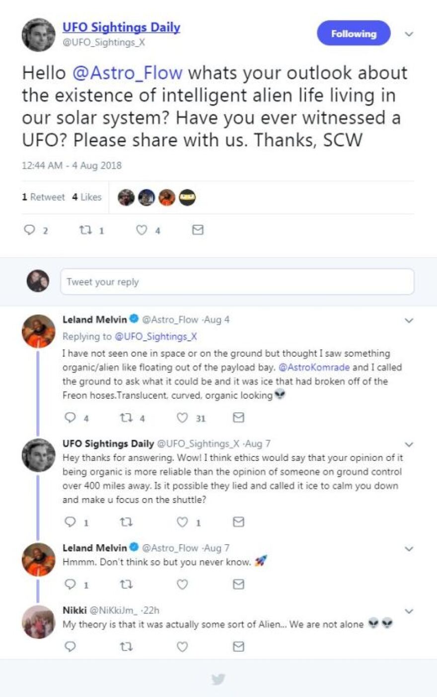 Αστροναύτης της NASA λέει ότι είδε εξωγήινο οργανισμό