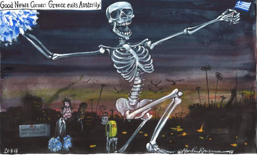 Το «εύγλωττο» σκίτσο του Guardian για την έξοδο της Ελλάδας από τα Μνημόνια