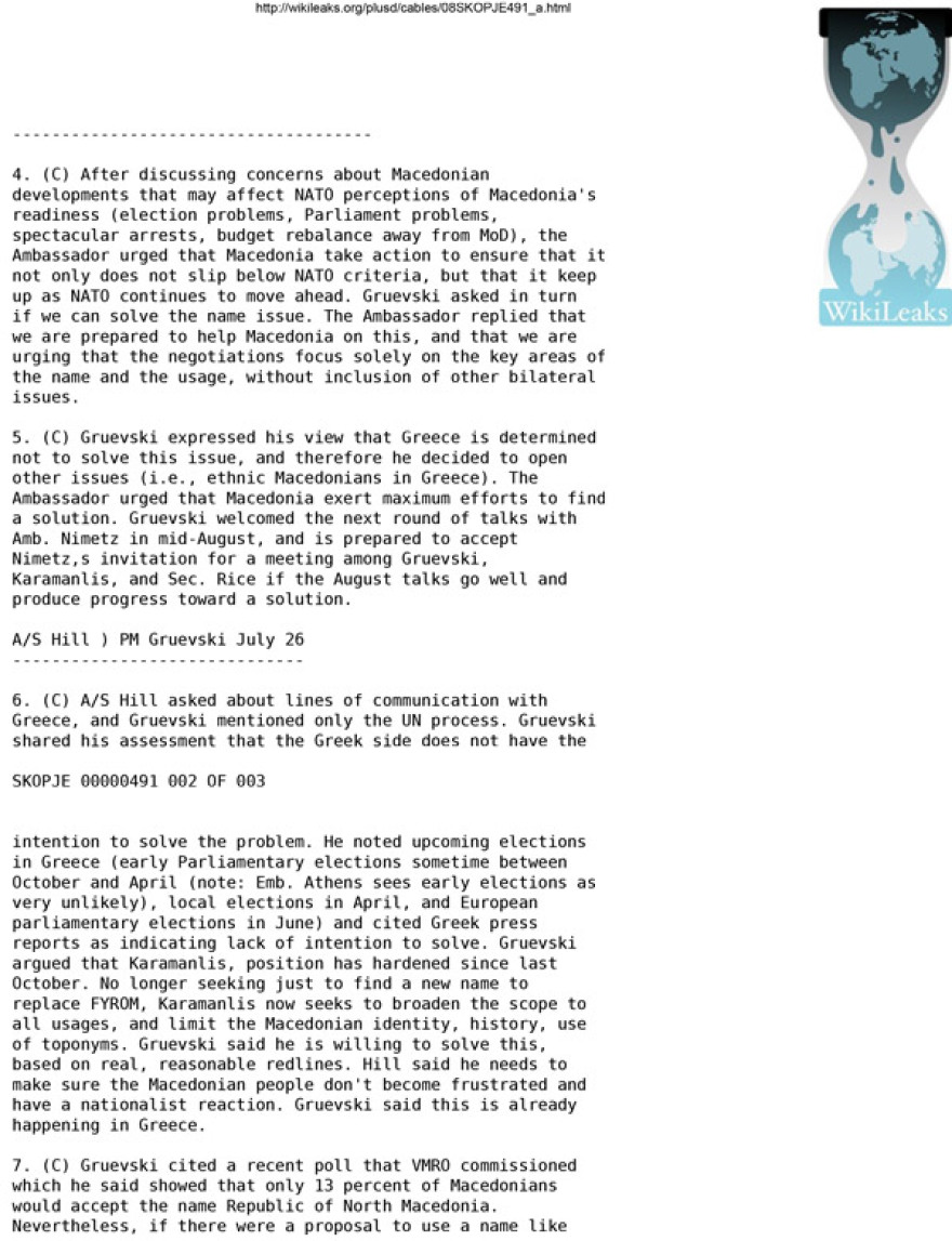 Πολιτική σύγκρουση μετά τις αποκαλύψεις Wikileaks για μακεδονική ταυτότητα και γλώσσα