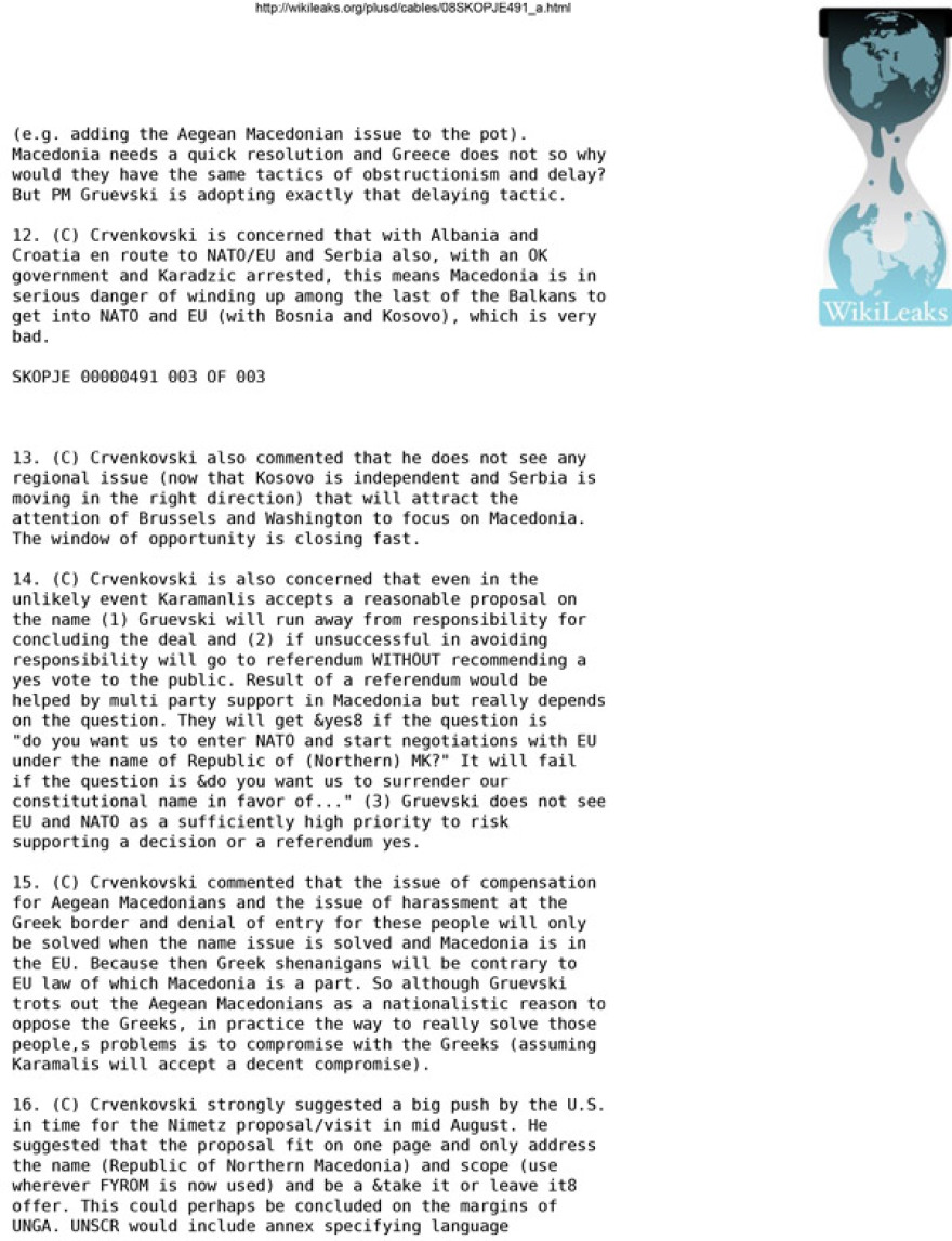 Πολιτική σύγκρουση μετά τις αποκαλύψεις Wikileaks για μακεδονική ταυτότητα και γλώσσα