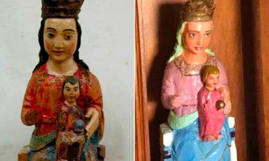 Νέα γκάφα ερασιτέχνη συντηρητή στην Ισπανία: «Έντυσε» την Παναγία και τον Ιησού με τις πιο... κιτς ρόμπες