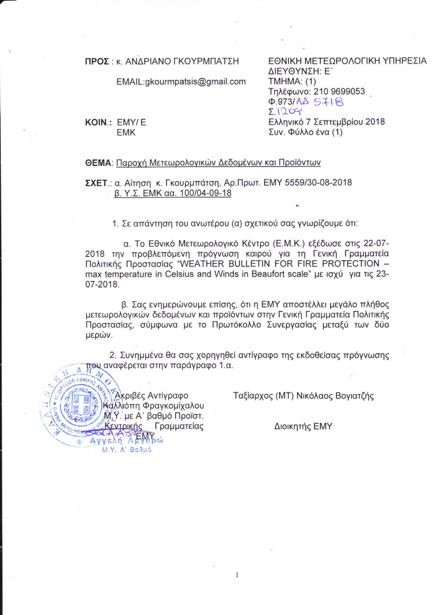 Φωτιά στο Μάτι: Γνώριζαν ότι μόνο στην Αττική θα έπνεαν άνεμοι 7 μποφόρ αλλά υποτίμησαν τον κίνδυνο