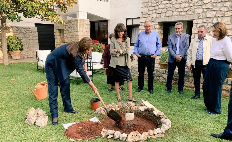 Τα παιδιά του Κωνσταντίνου Μητσοτάκη φύτεψαν μια αμπελιτσιά στη μνήμη του πατέρα τους