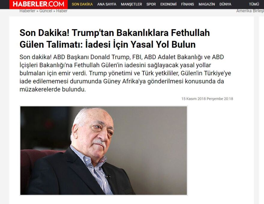 Την έκδοση του Γκιουλέν στην Τουρκία εξετάζει ο Λευκός Οίκος